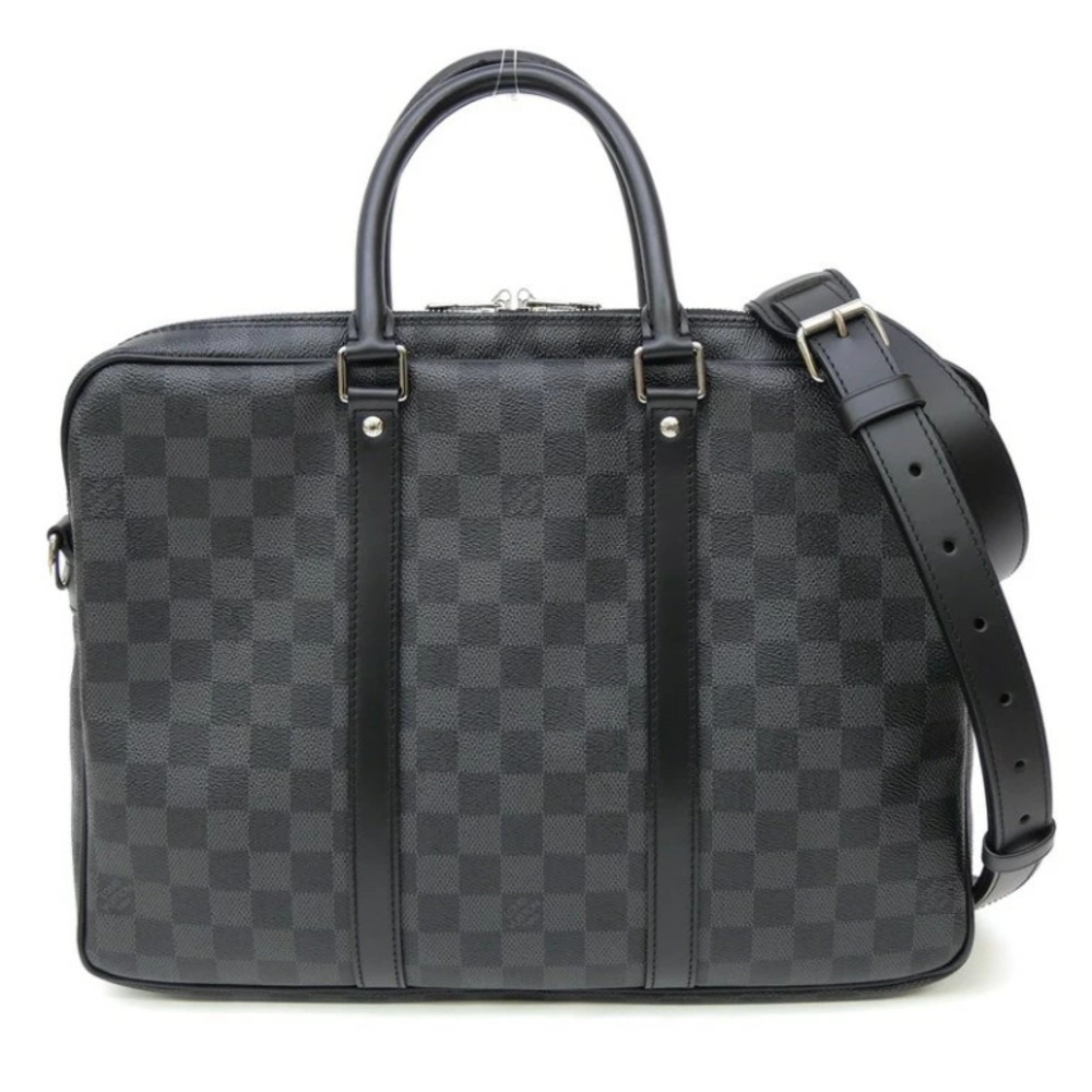 Louis Vuitton Porte Documents Voyage Business Bag Damier Graphite Black